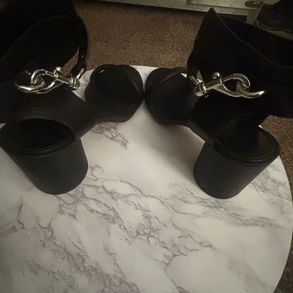 Rebecca Minkoff Black Chunky Heel Sandals